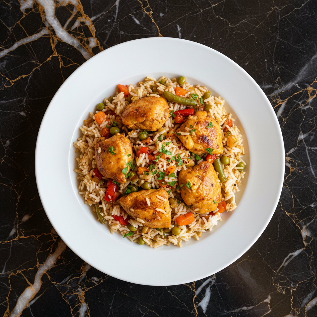 Albanian Rice with Chicken and Vegetables