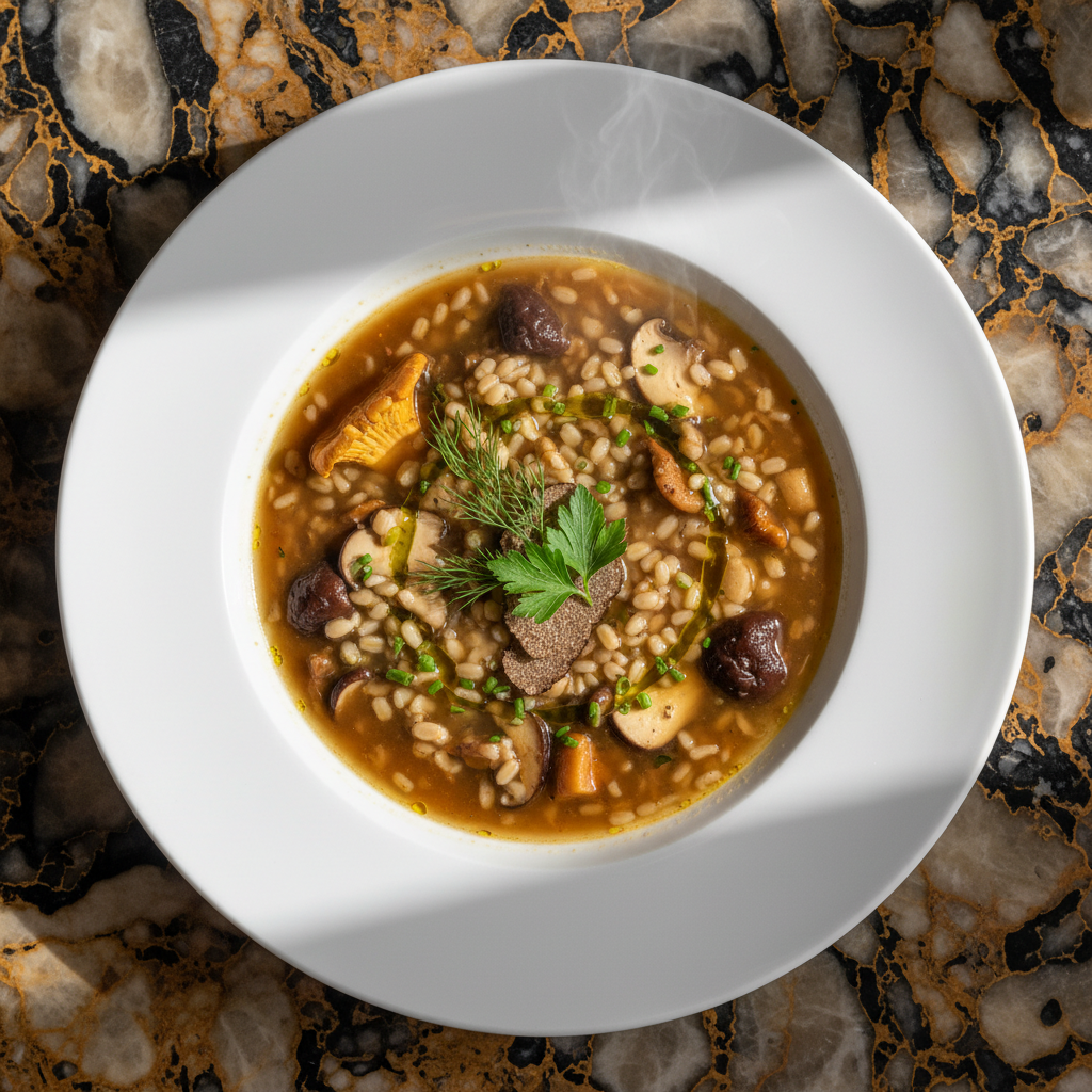 Alberta Wild Mushroom and Barley Soup
