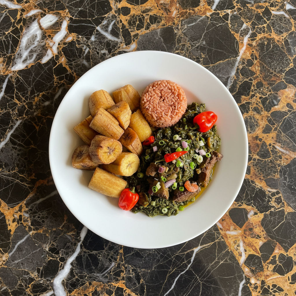 Ampesi with Kontomire Stew