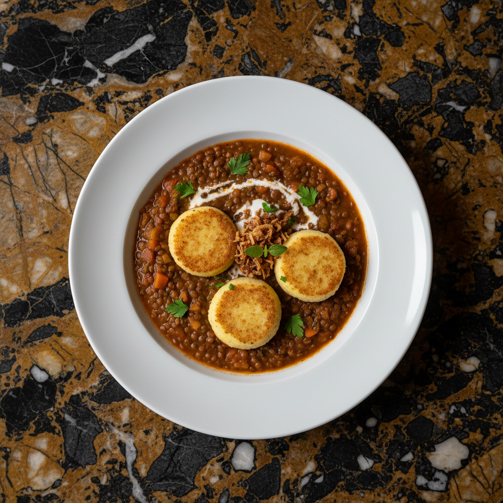 Austrian Lentil Stew with Semolina Dumplings