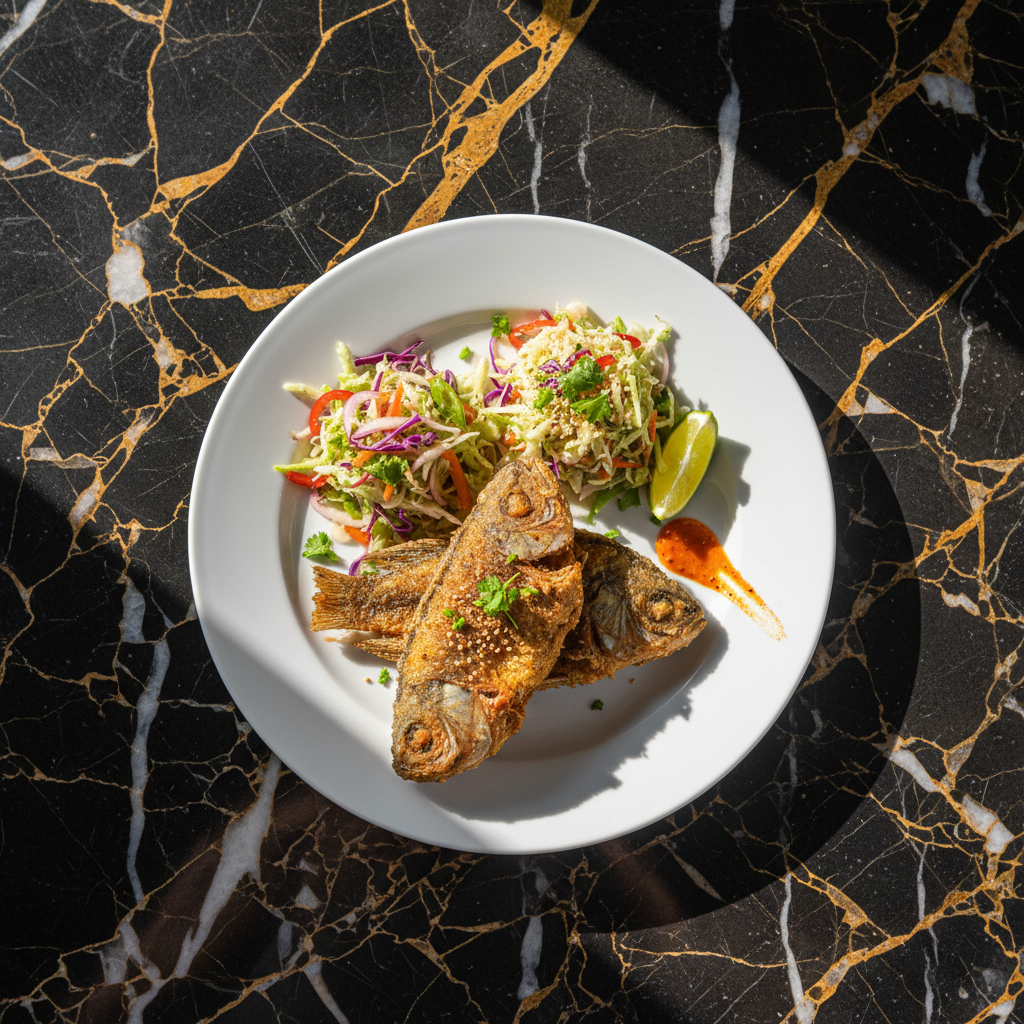 Bahco Frito con Ensalada de Repollo