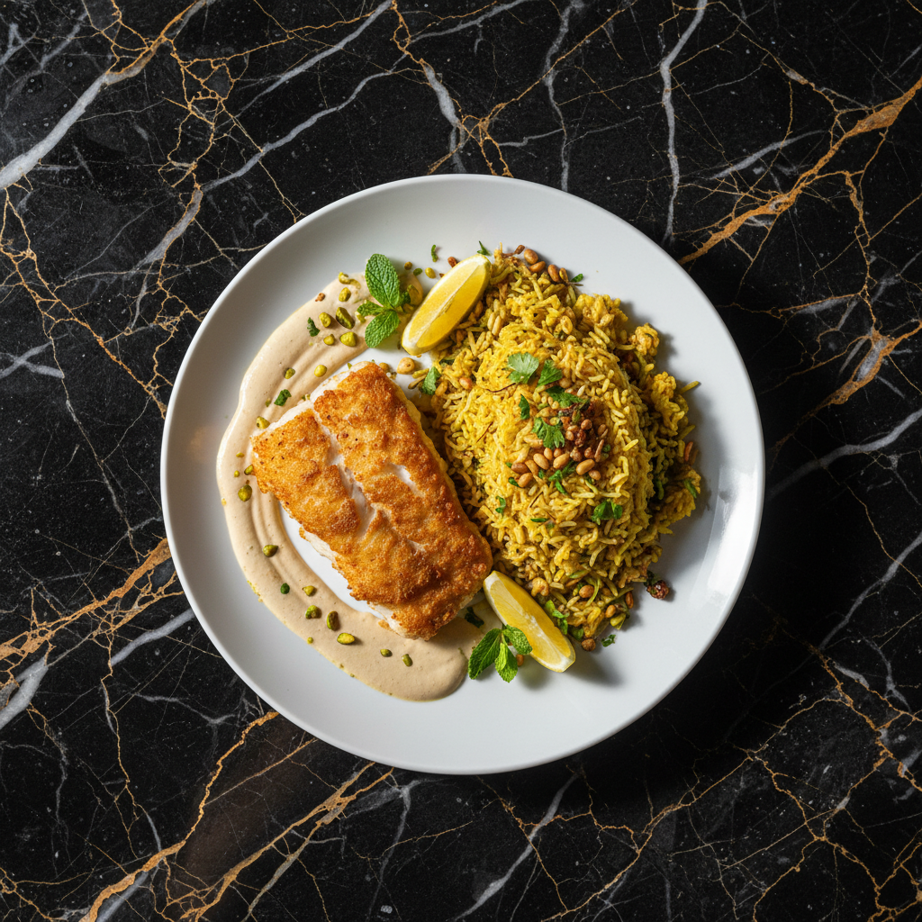 Bahraini Fish and Rice with Tahini Sauce
