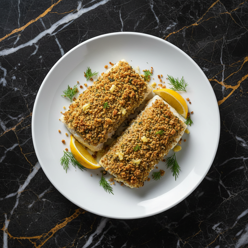Baked Cod with Rye Crumb Crust
