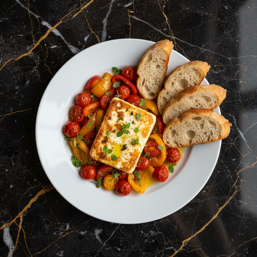 Baked Feta with Peppers and Tomatoes