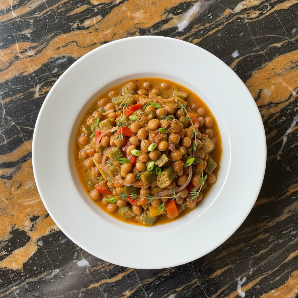 Barbadian Okra and Pigeon Pea Stew
