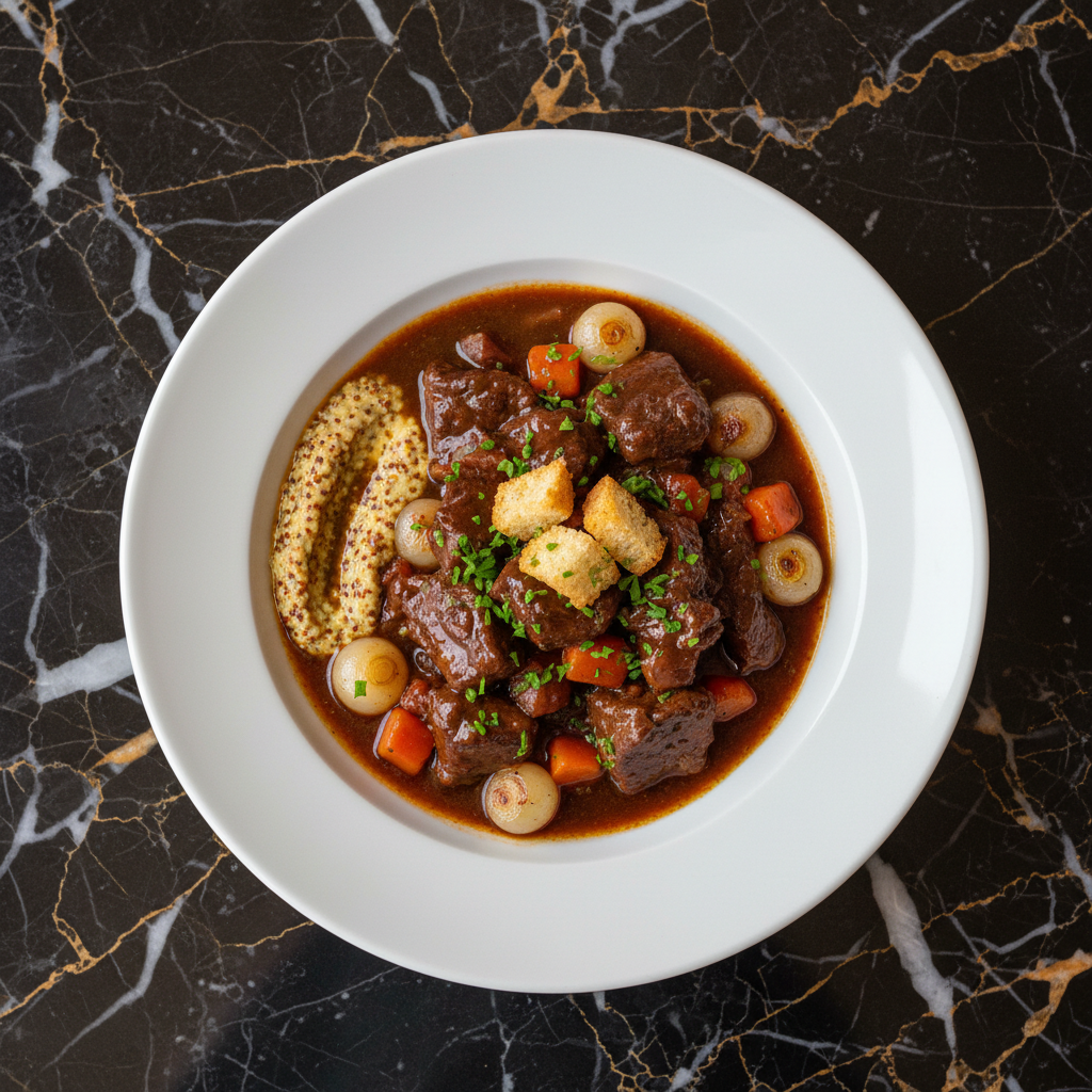 Belgian Beef Stew with Dark Beer and Mustard