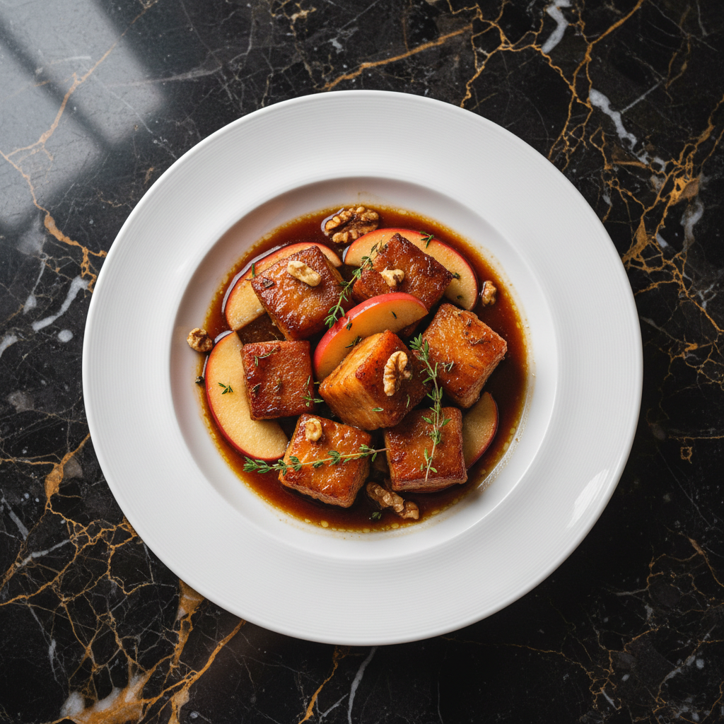 Belgian Beer-Braised Pork Belly with Apples