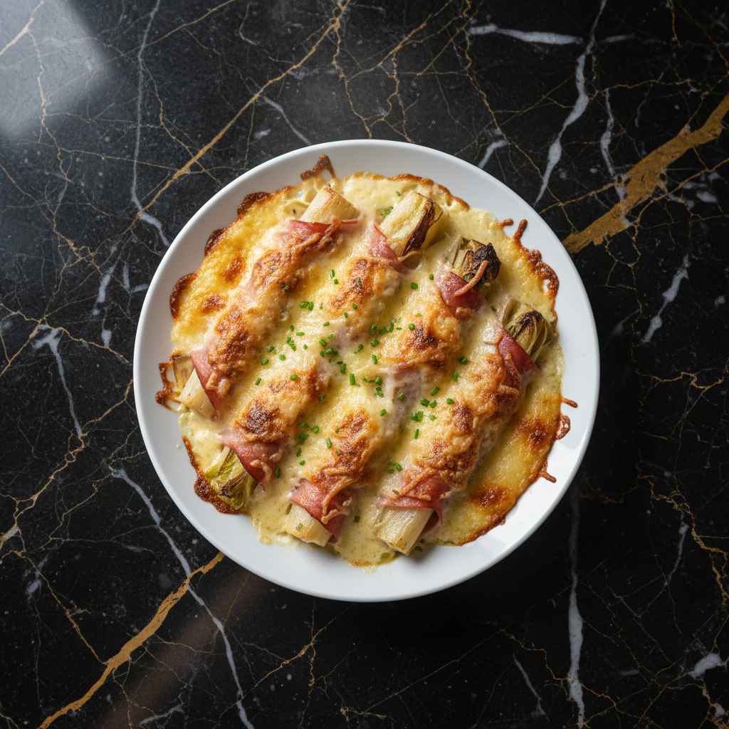 Belgian Endive Gratin with Ham and Cheese