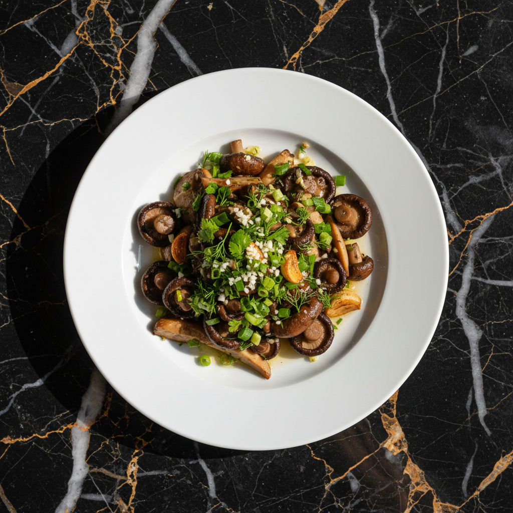 Turkmen Mushrooms with Garlic and Herbs