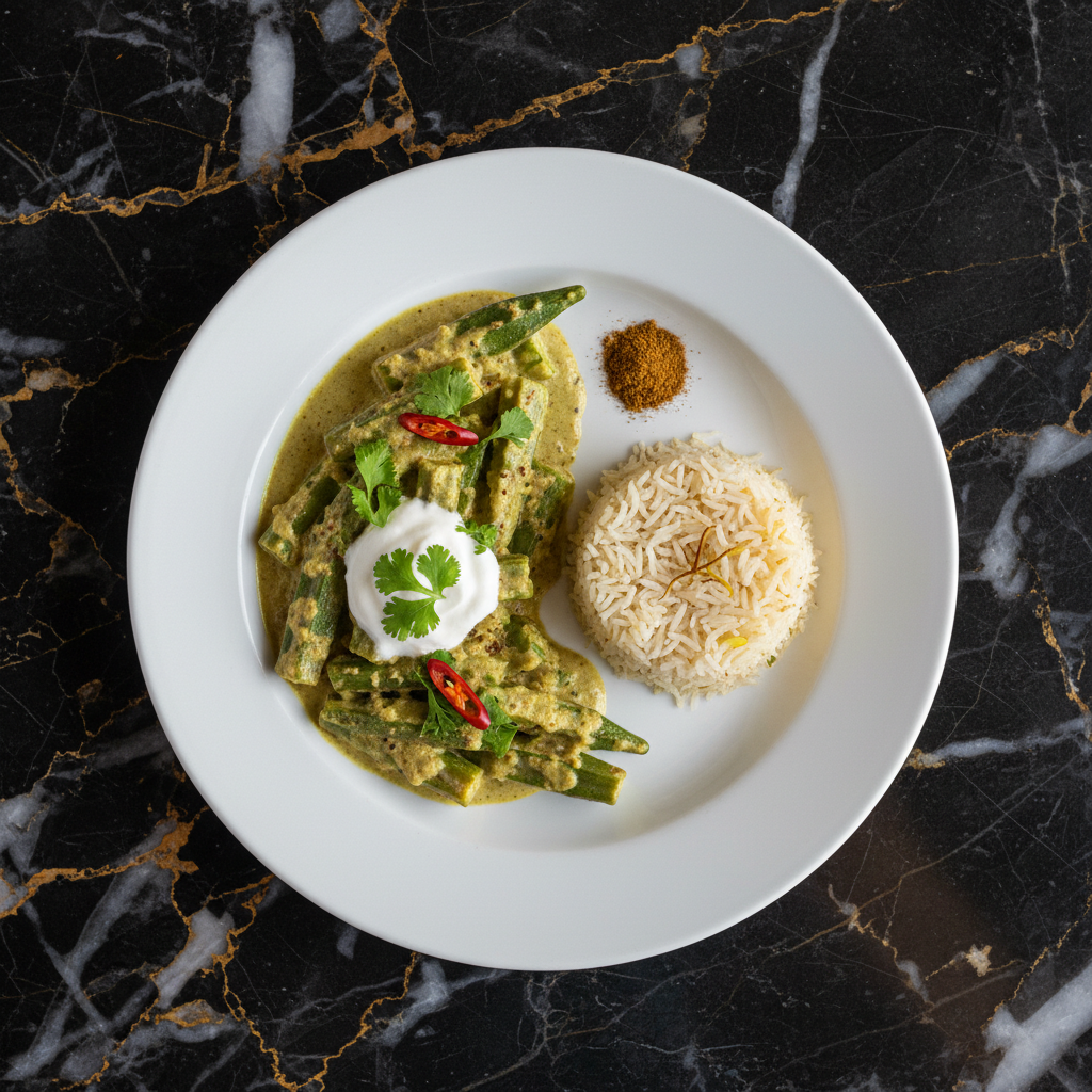 Sindhi Curried Okra with Yogurt