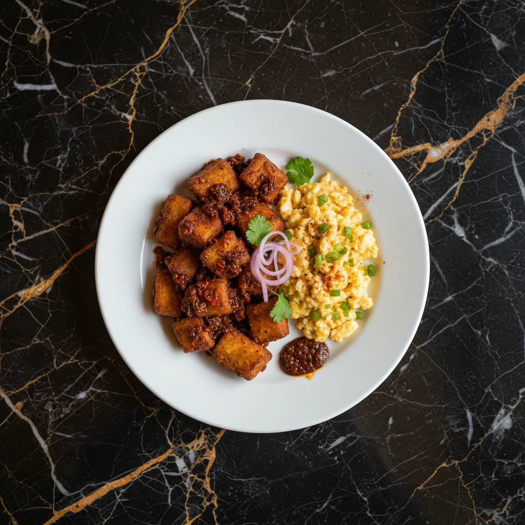 Shito Fried Yam with Eggs
