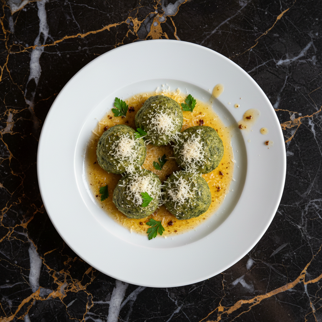 Spinatknödel mit gerösteter Butter